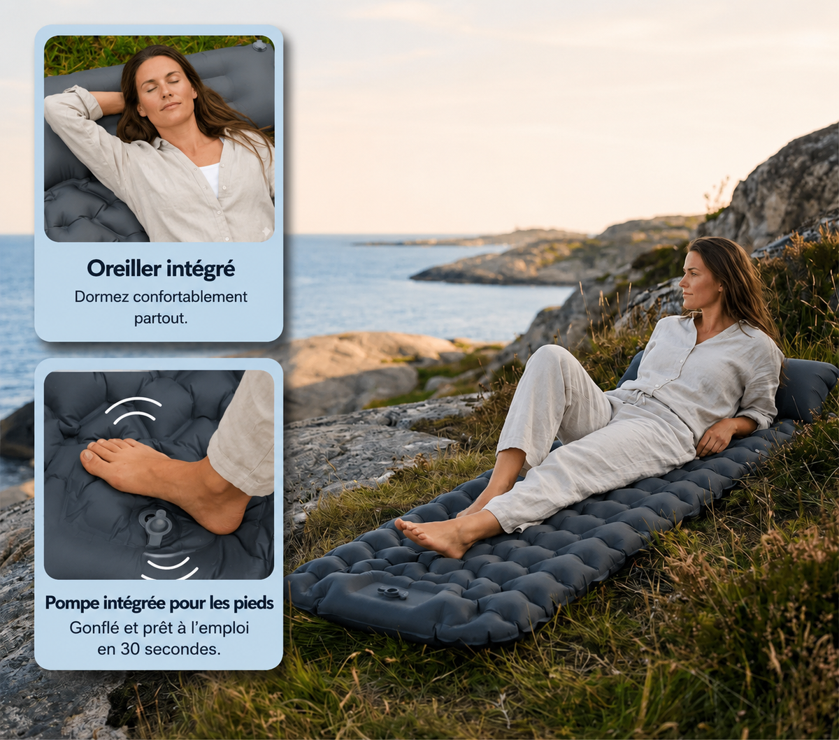 Matelas Gonflable SOLVIKO bleu