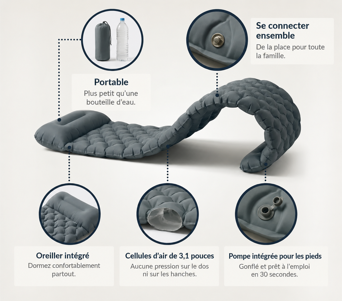 Matelas Gonflable SOLVIKO bleu